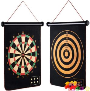 Cible de fléchettes magnétique, jeu de fléchettes double face enroulable + 6 fléchettes de sécurité