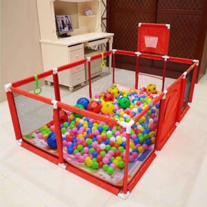 Aire de jeux intérieure 2 dimensions avec clôture de sécurité 
, parc pour enfants + 30 Balles